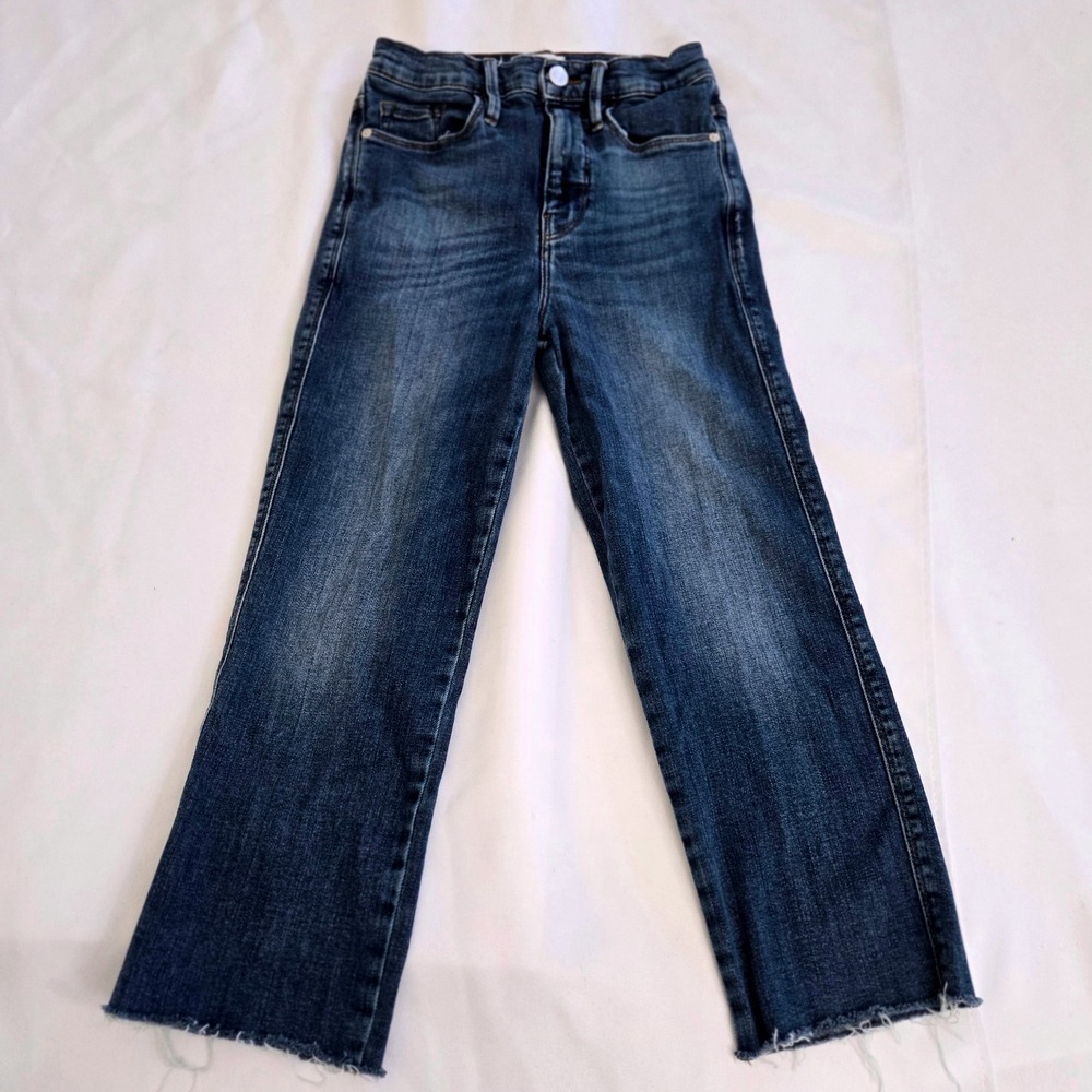 FRAME Le Sylvie Crop Jeans Womens Size 25 Blue Denim Distressed Hem 25x21 Chic - Picture 1 of 13
